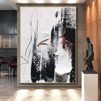 Black, White, Red, Gray Intense Strokes “Emotional Eruption” - Painting On Canvas PS0801