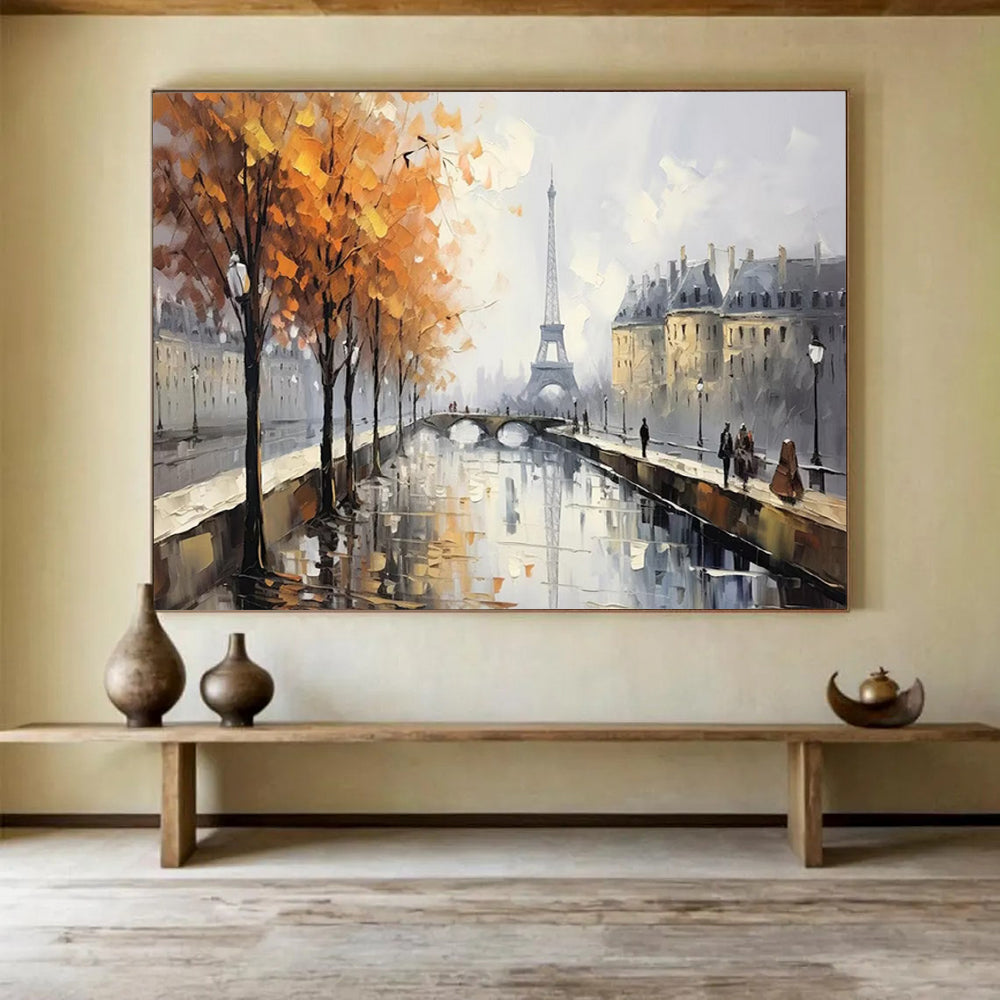 “Autumn Paris Scene” - Impressionistic Landscape Painting On Canvas PT171