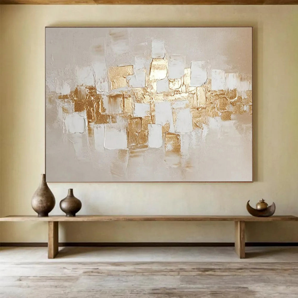 “Gold - Accent Abstract Blocks” - Luxe - Minimalist Painting On Canvas PT1552