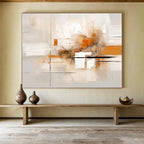 “Light Orange and Beige Abstract Lines” - Minimalist Abstract Painting On Canvas PT097