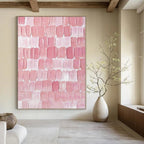 “Pink Textured Squares” - Playful Abstract Painting On Canvas PS0178