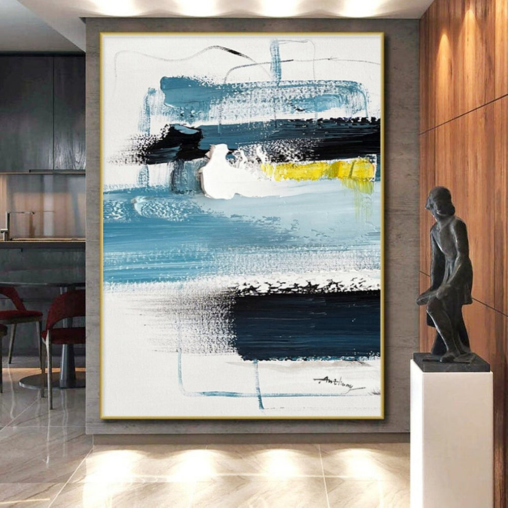Blue - Yellow Concerto - Mainly Blue, Black, and Yellow - Abstract Expressionism PS0778