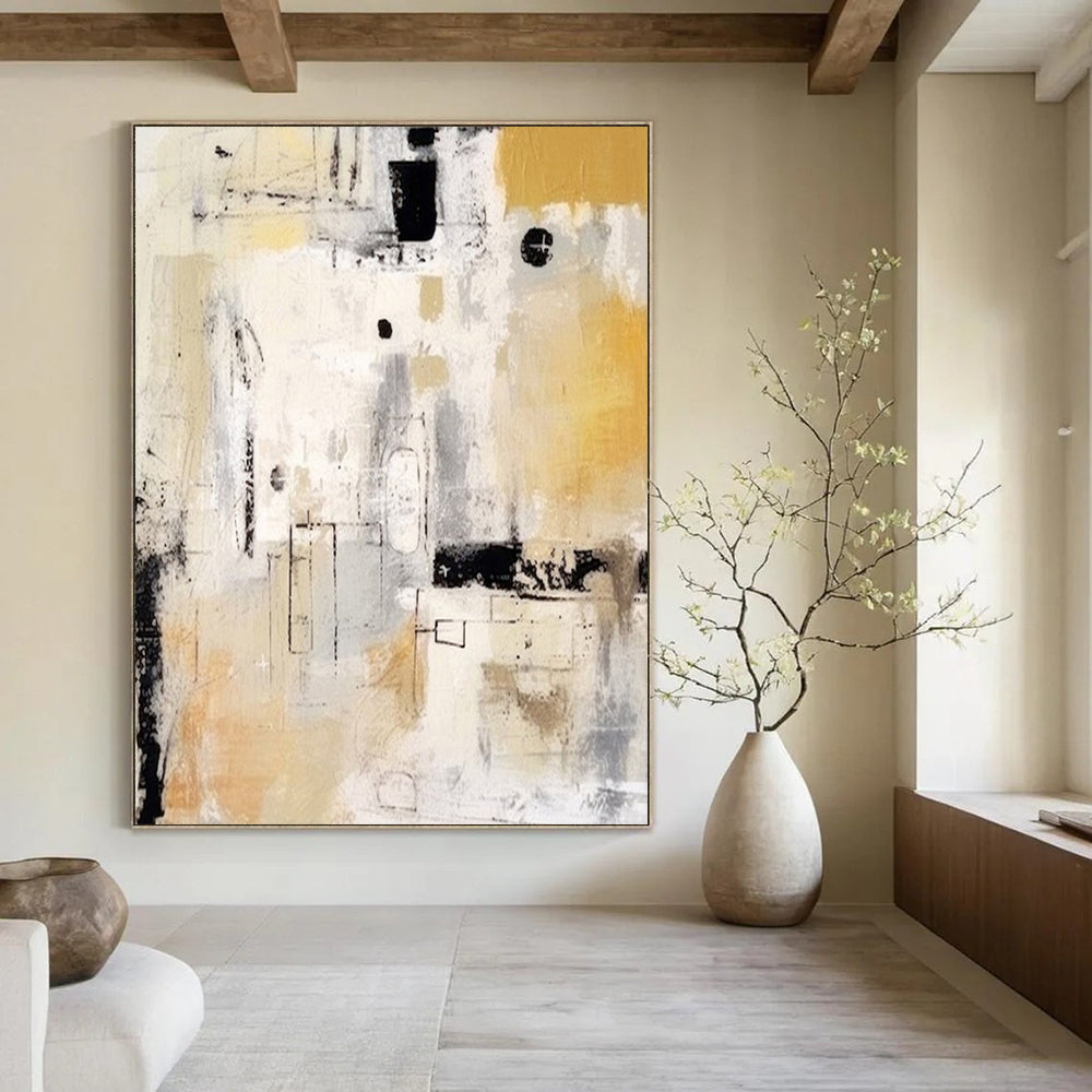 Neutral Shapes, "Subtle Structure" – Abstract Geometric Painting On Canvas PS1035