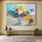“Colorful Flower Vase” - Impressionistic Still - Life Painting On Canvas PT191