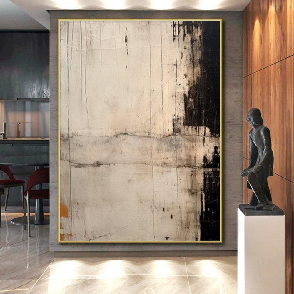 “Monochrome Textured Abstract with Subtle Marks” - Minimalist Abstract Painting On Canvas PS0244
