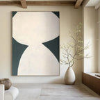 White and Dark Green, "Balanced Shapes" – Minimalist Abstract Painting On Canvas PS0999