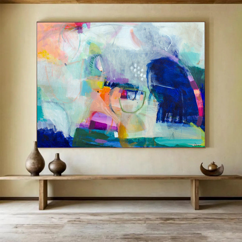 Colorful Eclectic Abstract Painting On Canvas DKS026