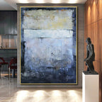 Layered Blue - Gray Tones, "Mystic Horizon" – Abstract Landscape Painting On Canvas PS0907