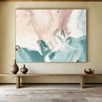 “Blush & Teal Abstract” - Soft Abstract Painting On Canvas PT182