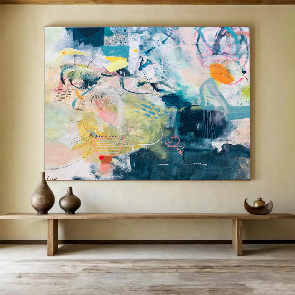 Colorful Abstract with Various Elements Painting On Canvas DKS076