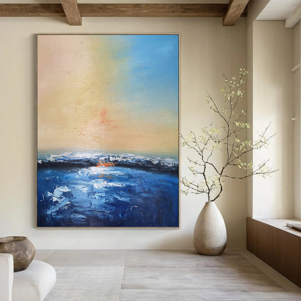 “Sunset - Sea Abstract” - Impressionist Seascape Painting On Canvas PT1324