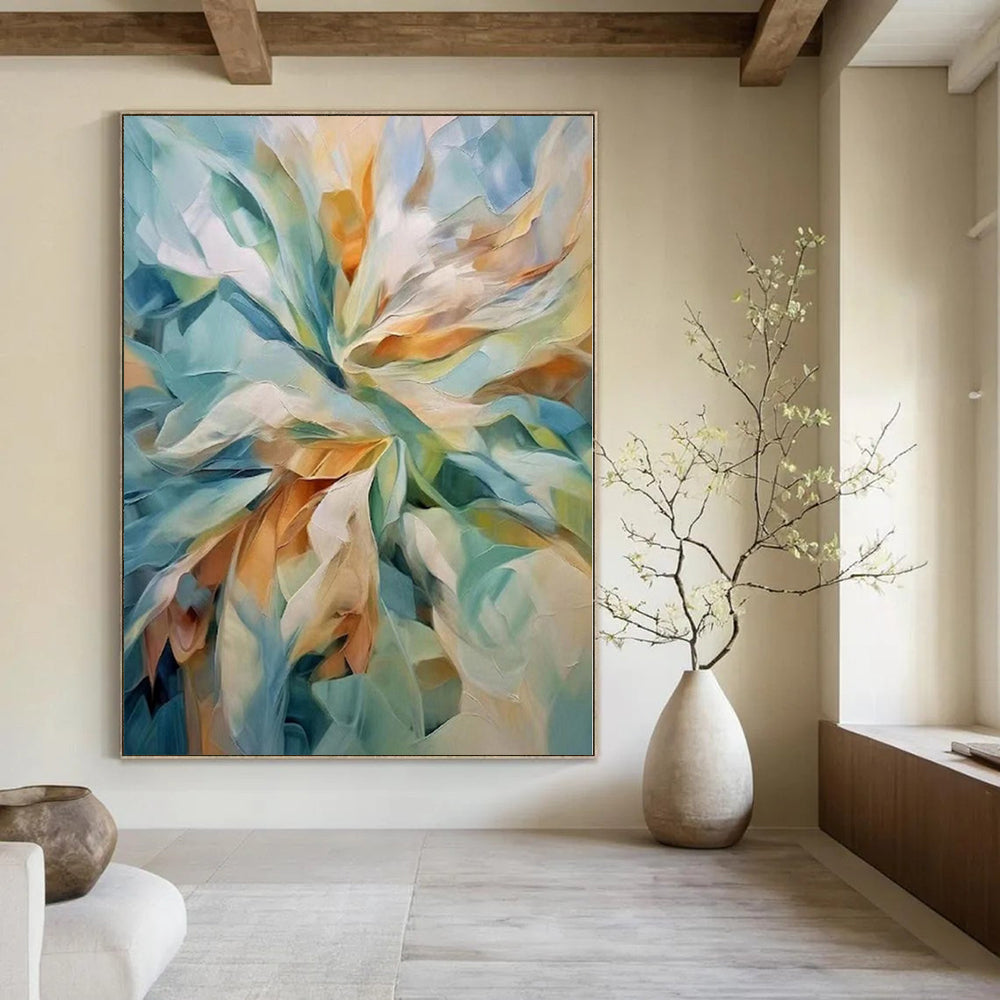 “Colorful Floral Abstraction” - Romantic Abstract Painting On Canvas PS0183