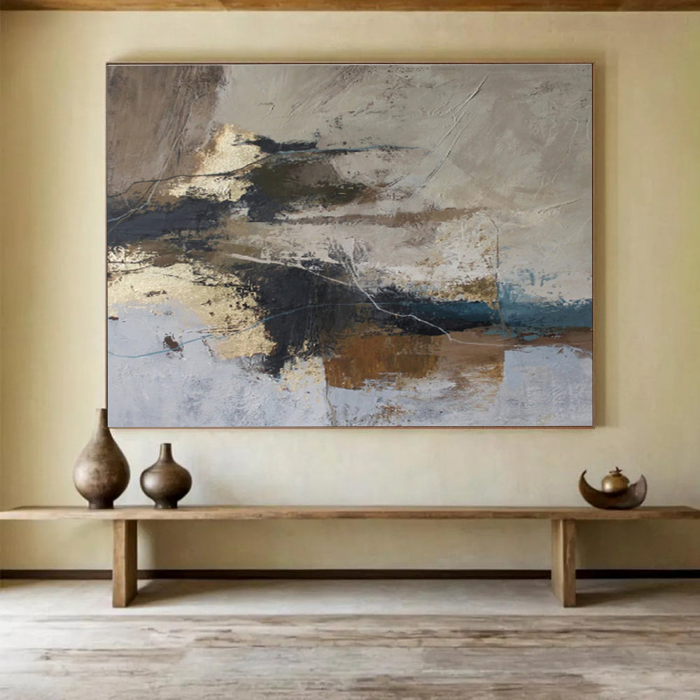 “Neutral - Toned Abstract Fusion” - Earthy Abstract Painting On Canvas DKS511