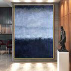 Cool Blue - Gray Layers, "Midnight Calm" – Abstract Landscape Painting On Canvas PS0897