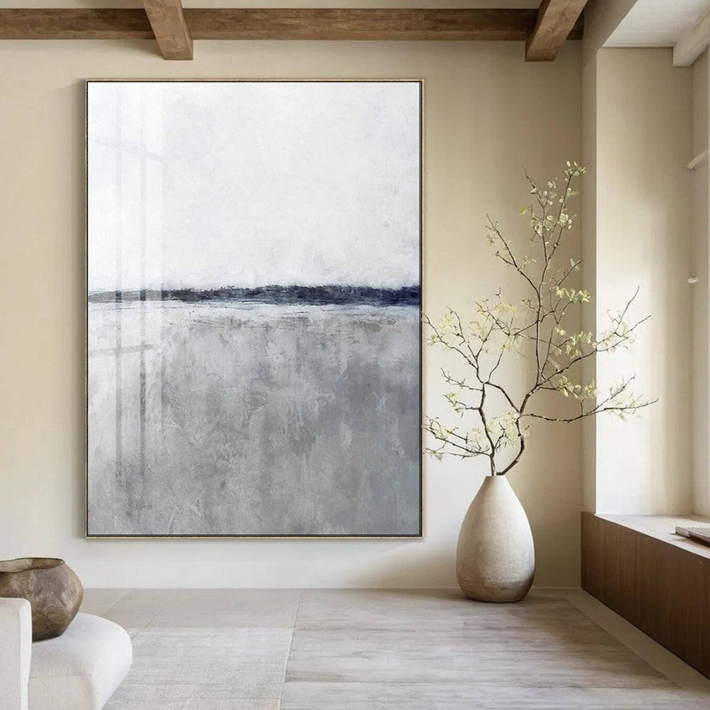 “Monochrome Coastal Horizon” - Minimalist Painting On Canvas PT2024