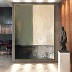 Sage Green, Beige, Gray Minimalist Divide “Calm Boundaries” - Painting On Canvas PS0785