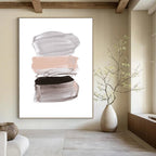 “Pastel Paint Strokes” - Soft Gray, Blush & Black Layers Painting On Canvas DS184