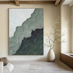 “Textured Green - Grey Abstract” - Minimalist Abstract Painting On Canvas PT1212