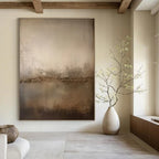 Beige, Brown with Textured Layers "Earthy Horizon" Abstract Painting On Canvas PS1467
