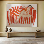 Figurative Abstract on Striped Sofa Painting On Canvas DKS087