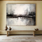 Black and White Abstract Reflection Modern Abstract Painting On Canvas DKS153