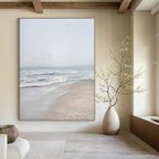 “Grey Beach & Waves” - Serene Landscape Painting On Canvas DS310