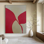 Red and Beige Organic, "Fluid Forms" – Organic Abstract Painting On Canvas PS0998