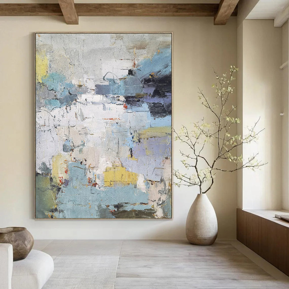 “Abstract Winter Hues” - Cool - Toned Abstract Painting On Canvas DS312