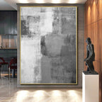 “Monochrome Grey Abstract Soft Blocks” Painting On Canvas PS0377