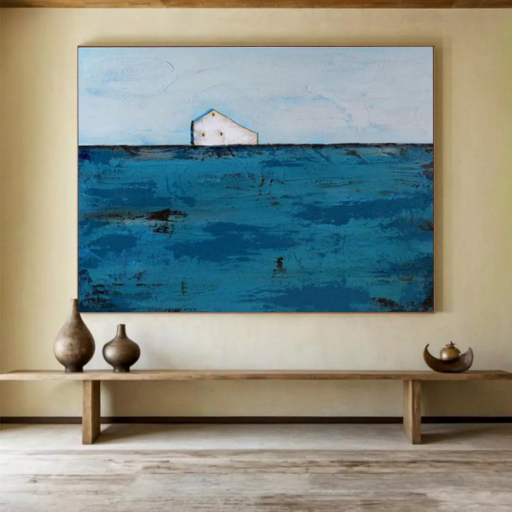 “Minimalist Sea and House” Landscape Painting DKS217