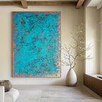 “Turquoise - Copper Textured” - Abstract Impasto Painting On Canvas PT2323