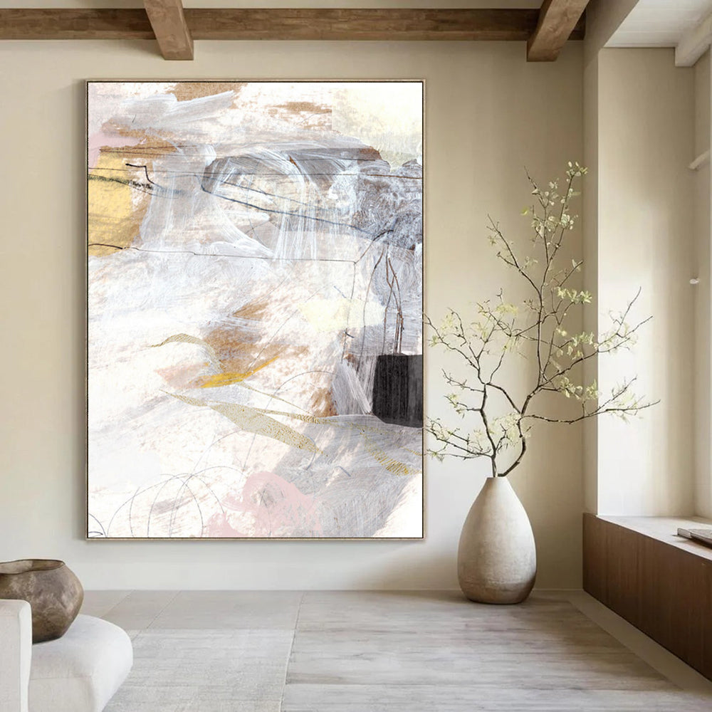 “Neutral Mixed - Media Abstract” - Soft Tones & Subtle Textures Painting On Canvas DS187