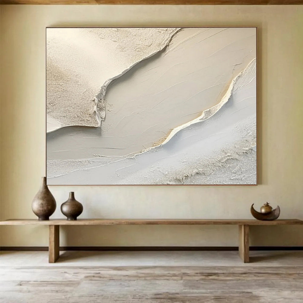 Textured White Abstract Painting On Canvas DKS040