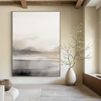 “Ethereal Gray - Beige Watercolor Mountains” - Watercolor Painting On Canvas PT2060