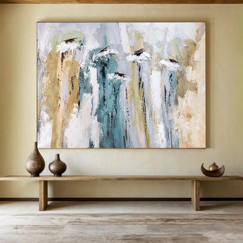 “Soft Color Abstract Florals” - Gentle Abstract Painting On Canvas PT155