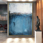 Blue Abstract, "Moody Waters" – Abstract Expressionist Painting On Canvas PS0883