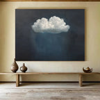 “White Cloud on Dark Blue” - Dreamy Simplicity Painting On Canvas PT1524