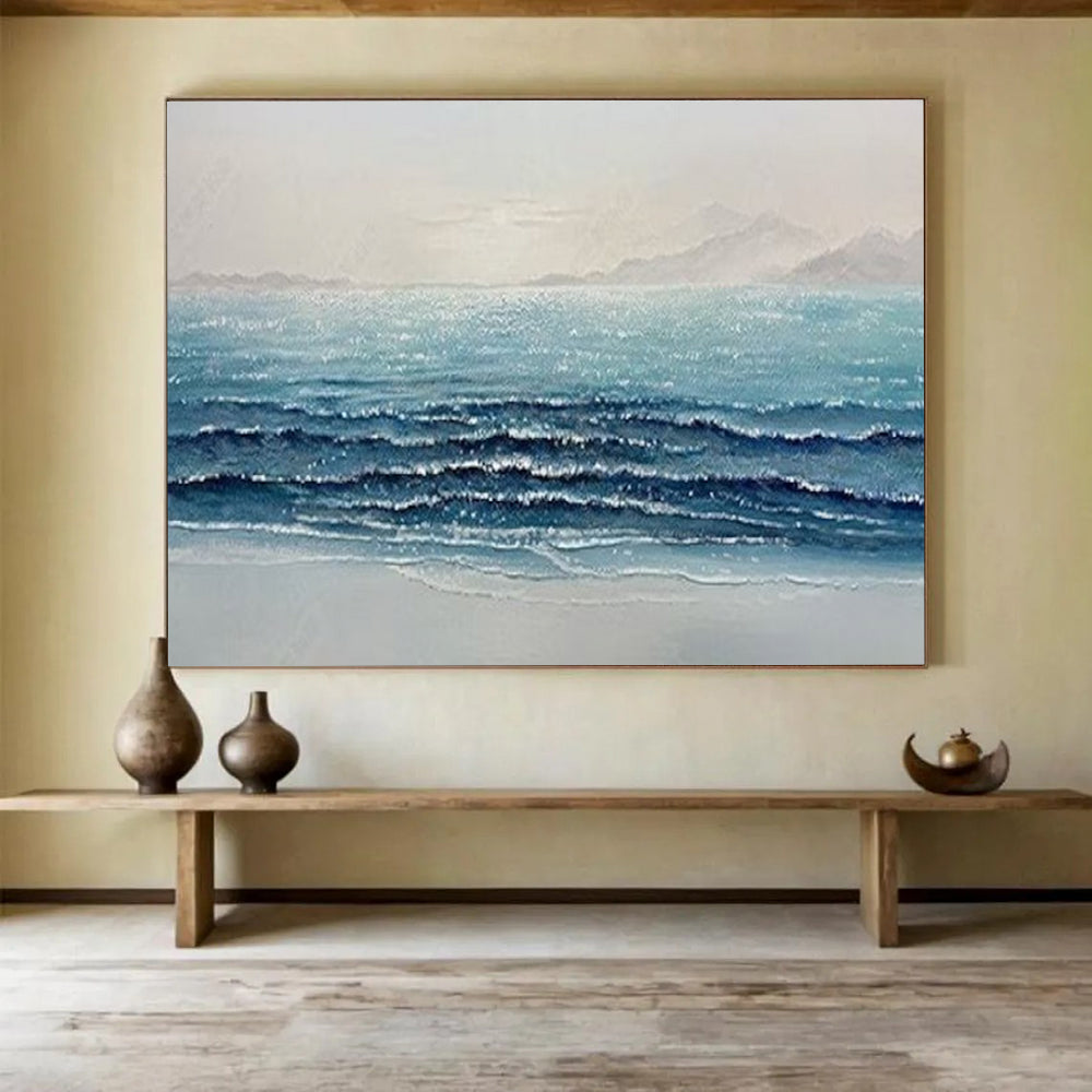 “Shimmering Ocean Waves” - Realistic Seaside Painting On Canvas PT185
