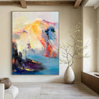 “Colorful Mountain Abstraction” - Abstract Landscape with Colorful Peaks Painting On Canvas PT1061