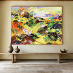 “Vibrant Lotus Flower Field” - Expressive Flower Painting, Perfect for Garden Room & Bohemian Living Room DKS635