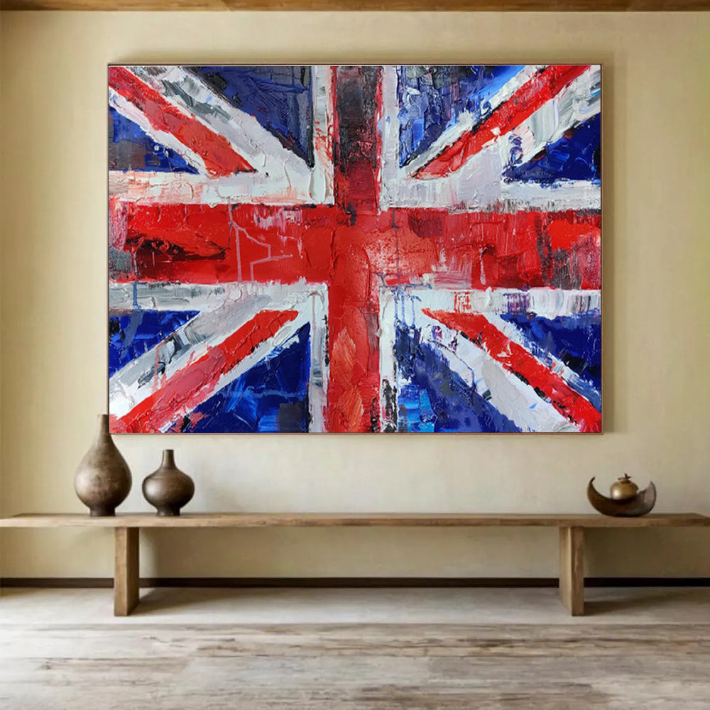 Textured Union Jack Flag Modern Pop - Art Painting On Canvas DKS120
