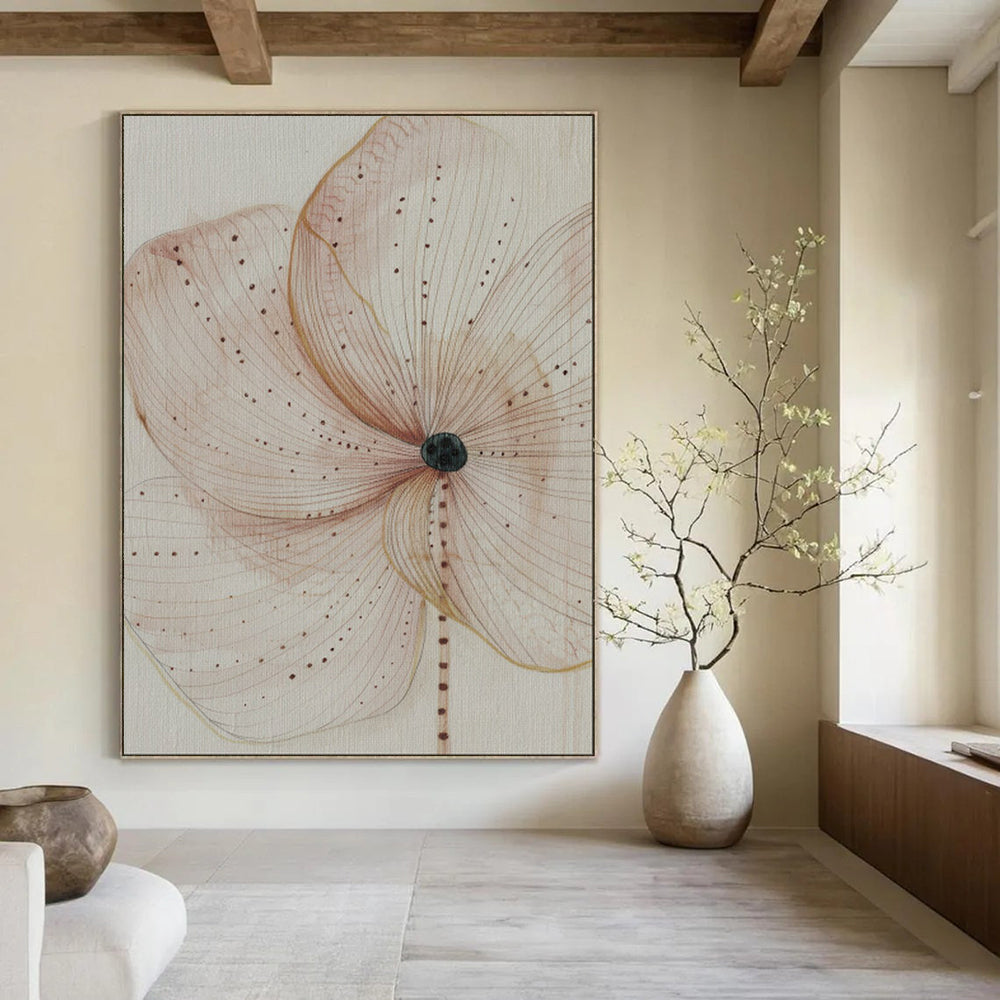 “Delicate Flower Sketch” - Botanical Sketch Painting On Canvas PT1926