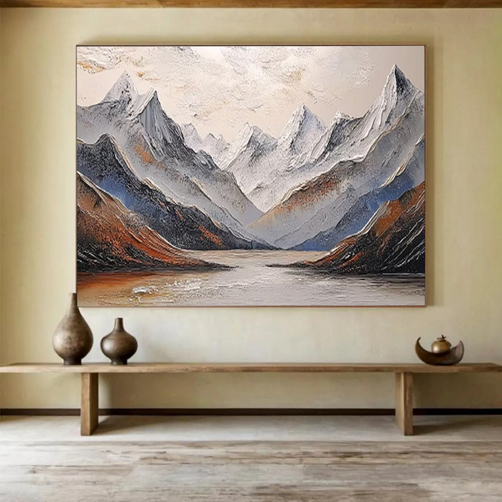 “Textured Alpine Landscape” - Impasto Mountain Painting On Canvas DKS456
