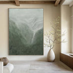 “Misty Mountain Waterfall” - Atmospheric, Landscape Painting On Canvas PT1490
