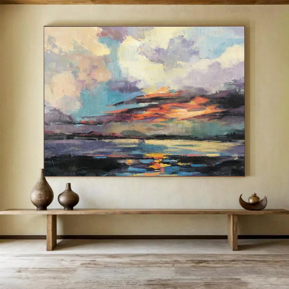 “Colorful Sunset Reflection” Landscape Painting On Canvas DKS197