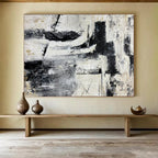“Black - and - White Textures & Abstract Forms” - Minimalist Abstract - Painting On Canvas PT1692