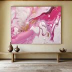 “Pink - Gold Swirls” - Pastel Pink “Blush Gold” Painting On Canvas PT1617