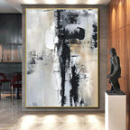 Black, White, Gray Layered Chaos “Industrial Mood” - Painting On Canvas PS0808