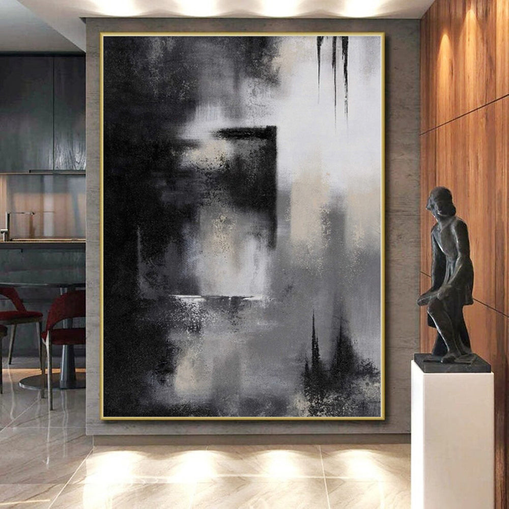 “Monochrome Abstract” - Minimalist Abstract Painting On Canvas PS0076