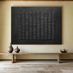 Black Textured Minimalist Abstract Painting On Canvas DKS089